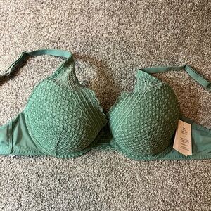 Green Lace Push-Up Comfort Wire Plunge Bra 36C Auden bra